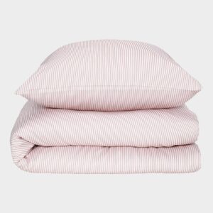 Bambus sengetøj hvid/gammel rosa stribet 140x220 140x220
