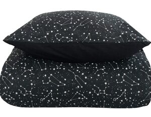 Dobbeltdyne sengetøj 200x200 cm - Zodiac black - Stjernebillede - Dynebetræk i 100% Bomuld - Borg Living