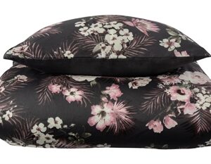 Sengetøj 140x200 cm - Flowers & Dots grå - Blomstret sengesæt - Vendbar - 100% Bomuldssatin sengetøj