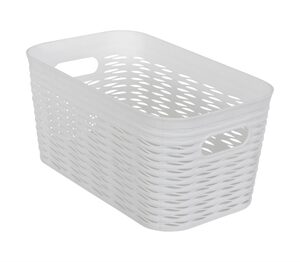 Opbevaringskurv - Hvid plastik kurv - 28x17x13 cm - Lille praktisk kurv til opbevaring