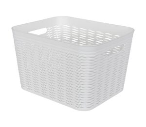 Opbevaringskurv - Hvid plastik kurv - 34x28x22 cm - Praktisk kurv til opbevaring