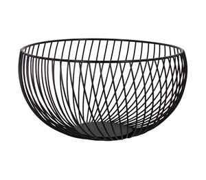 Frugtskål - 25x13 cm - Sort rund kurv af åbent metal - Moderne og dekorativ metalkurv