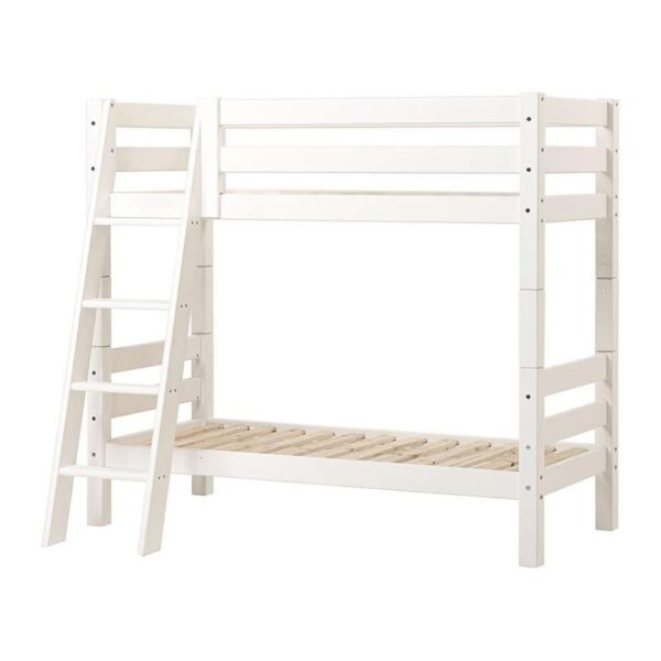 Hoppekids ECO Luxury - Køjeseng - 150 cm. - Skrå Stige - Flere Størrelser - Hvid