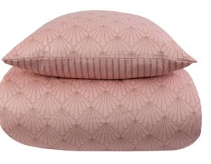 Sengetøj 140x220 cm - Vendbart design i 100% Bomuldssatin - Fan peach - Sengesæt fra By Night