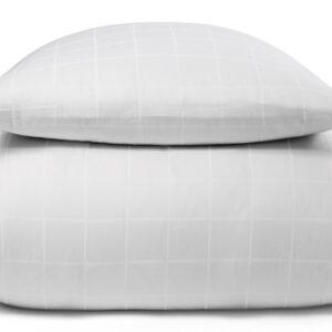 Sengetøj til king size dyne 240x220 cm - Blødt, jacquardvævet bomuldssatin - Check hvidt - By Night sengesæt