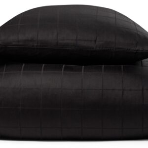 Sengetøj til king size dyne 240x220 cm - Blødt, jacquardvævet bomuldssatin - Check sort - By Night sengesæt